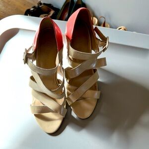 Colin Stuart two tone cream and pink heel size 7.5